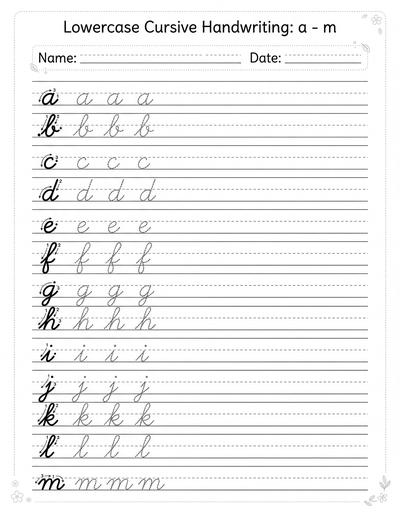 Lowercase Cursive Letters Practice Sheet thumbnail