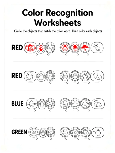 Color Recognition Worksheets Activity Sheet thumbnail