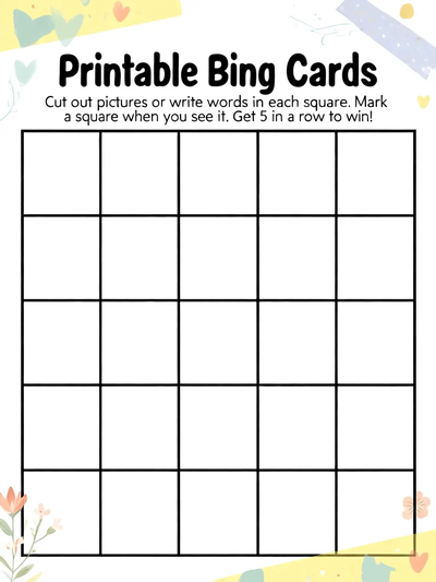 Printable Bingo Cards Activity Sheet thumbnail