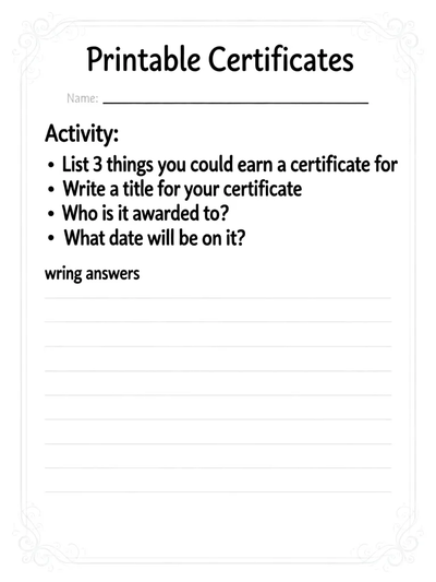 Printable Certificates Activity Sheet thumbnail