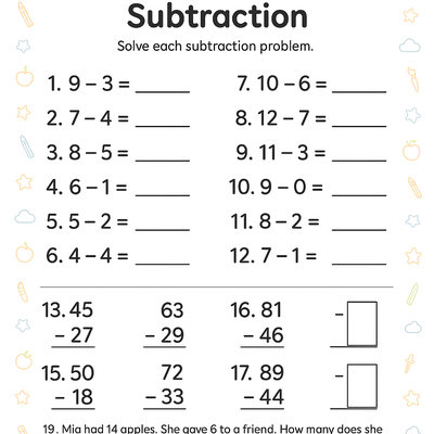 Subtraction Worksheet thumbnail