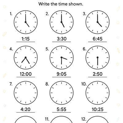 Telling Time Worksheet thumbnail