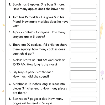 Math Word Problems Worksheet thumbnail