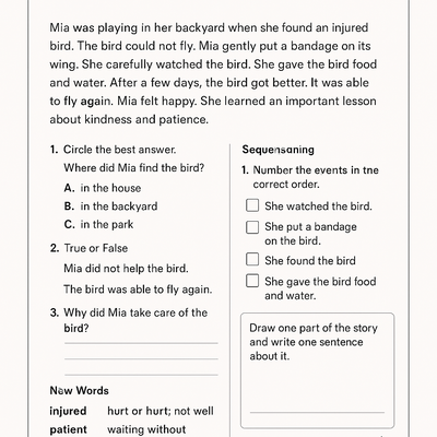 Reading Comprehension Worksheets Activity Sheet thumbnail