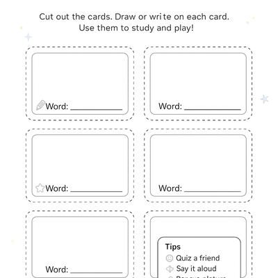 Printable Flash Cards Activity Sheet thumbnail