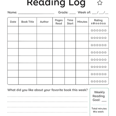 Reading Log Printables Activity Sheet thumbnail