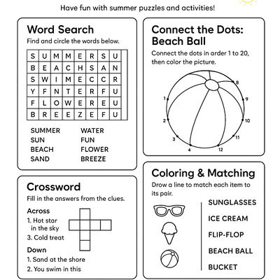 Summer Activity Sheets Activity Sheet thumbnail