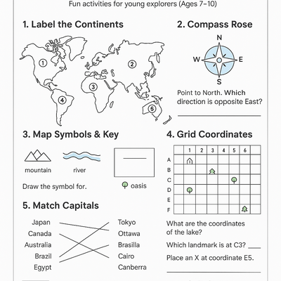 Map & Geography Worksheets Activity Sheet thumbnail